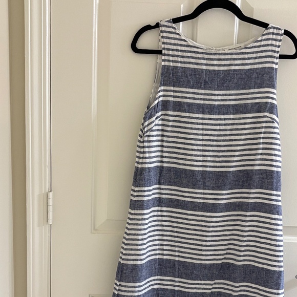 Nautical Navy & White Striped Linen Blend Shift Dress – Size S/P - Picture 3 of 4